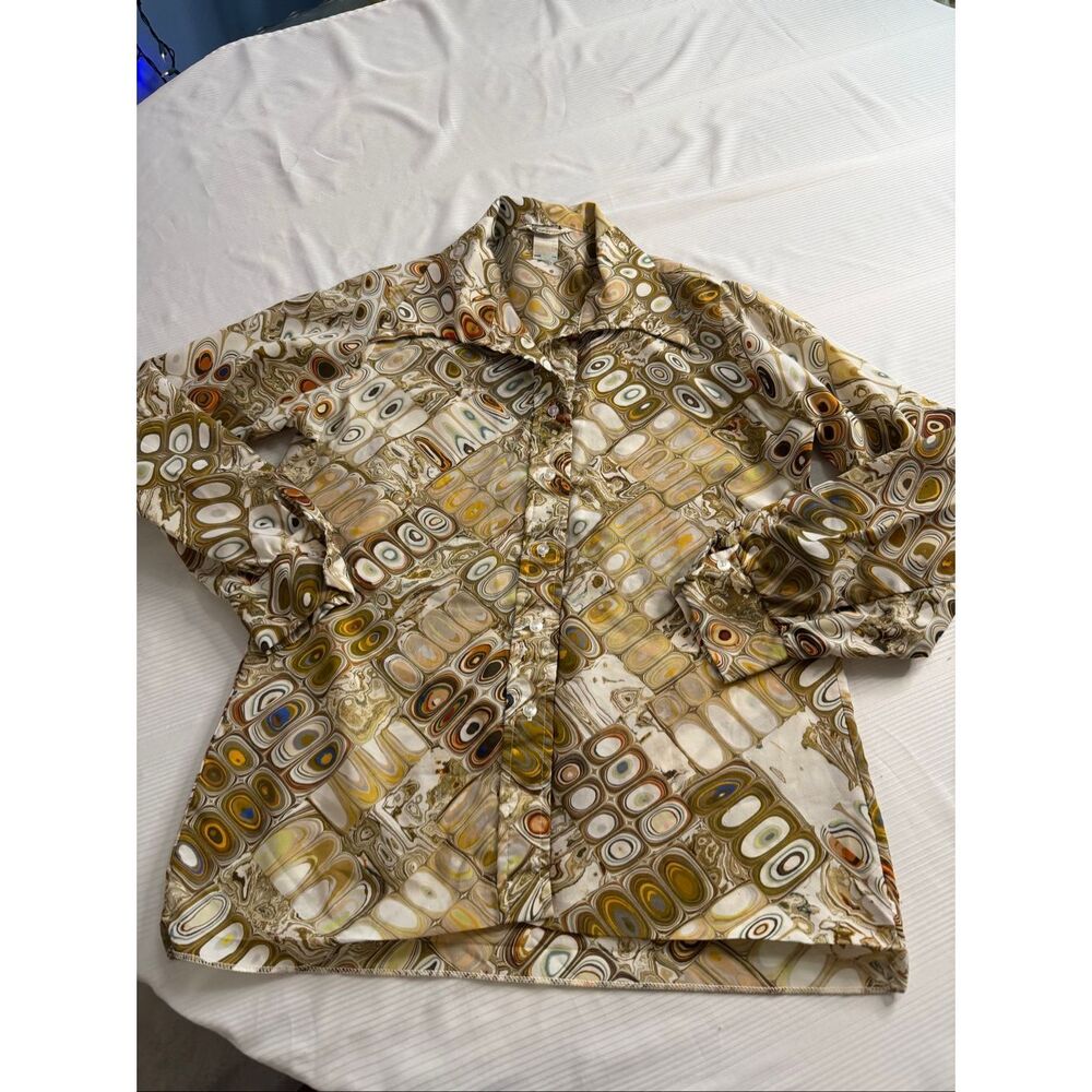 Vintage Gailord Abstract Top Blouse Button Up Shirt Women’s Size 16